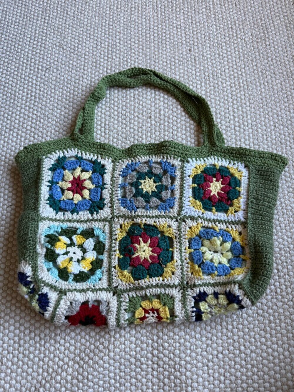 Handmade Crochet Colourful Boho Granny Square Market Bag
